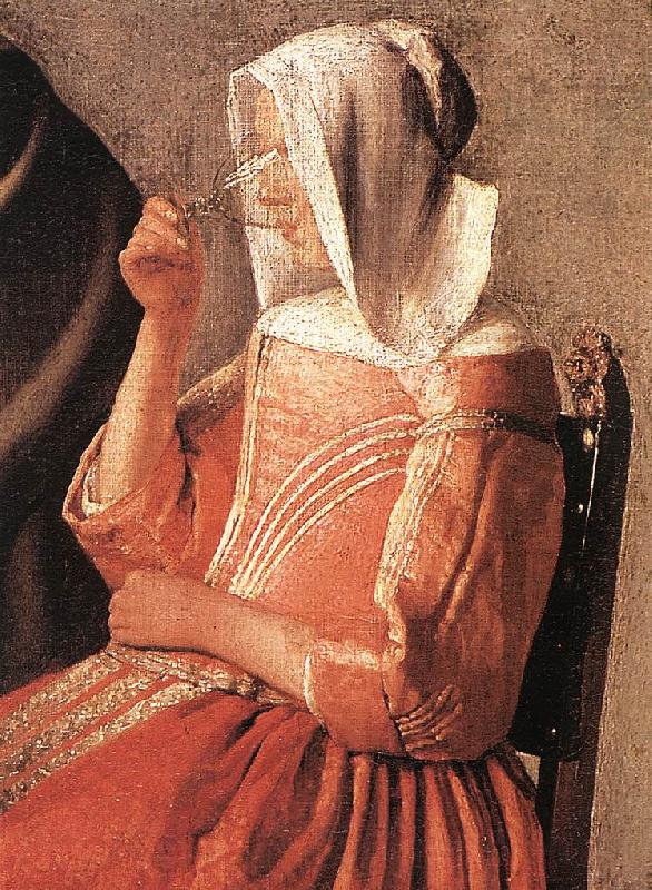 VERMEER VAN DELFT, Jan A Lady Drinking and a Gentleman (detail)  edte France oil painting art